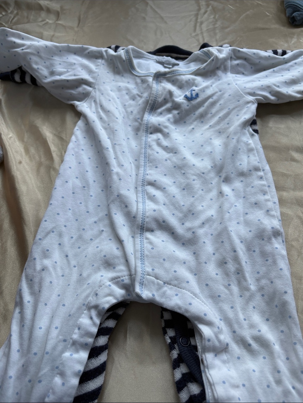 Magnolia Light Blue Polka Dot One-Piece Footie